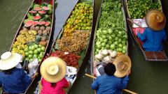 Thailand Floating Market Long Boats Bangkok