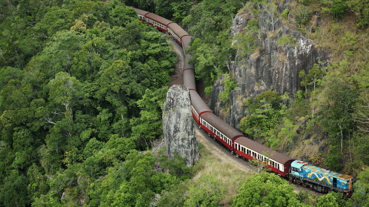 Aerial view of Kuranda Scenic Railway