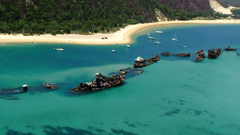 Tangalooma wrecks on Moreton Island, Australia