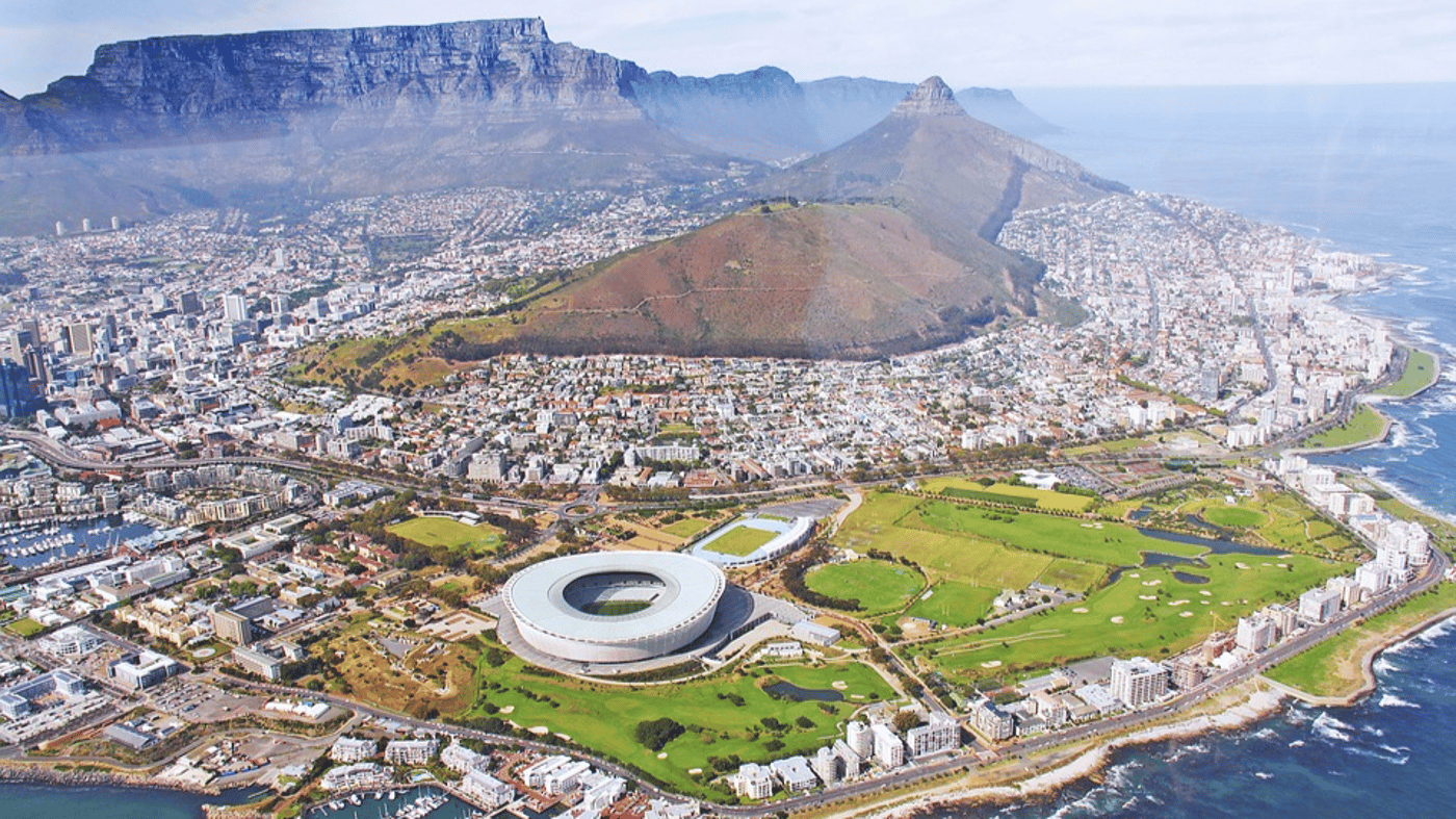 An aerial view of Cape Town, South Africa