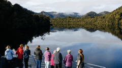 A highlight of the tour is a lunch cruise on the Gordon River