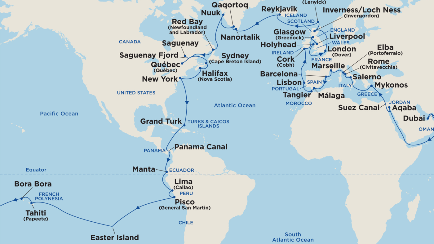 108-night Around the World Cruise from Sydney or Brisbane
