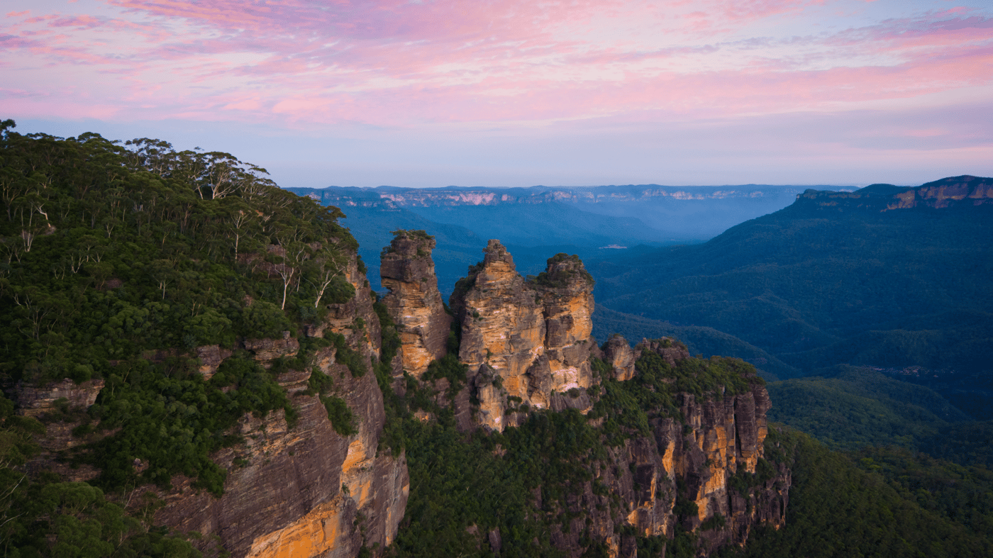 View the famous Three Sisters rock formation