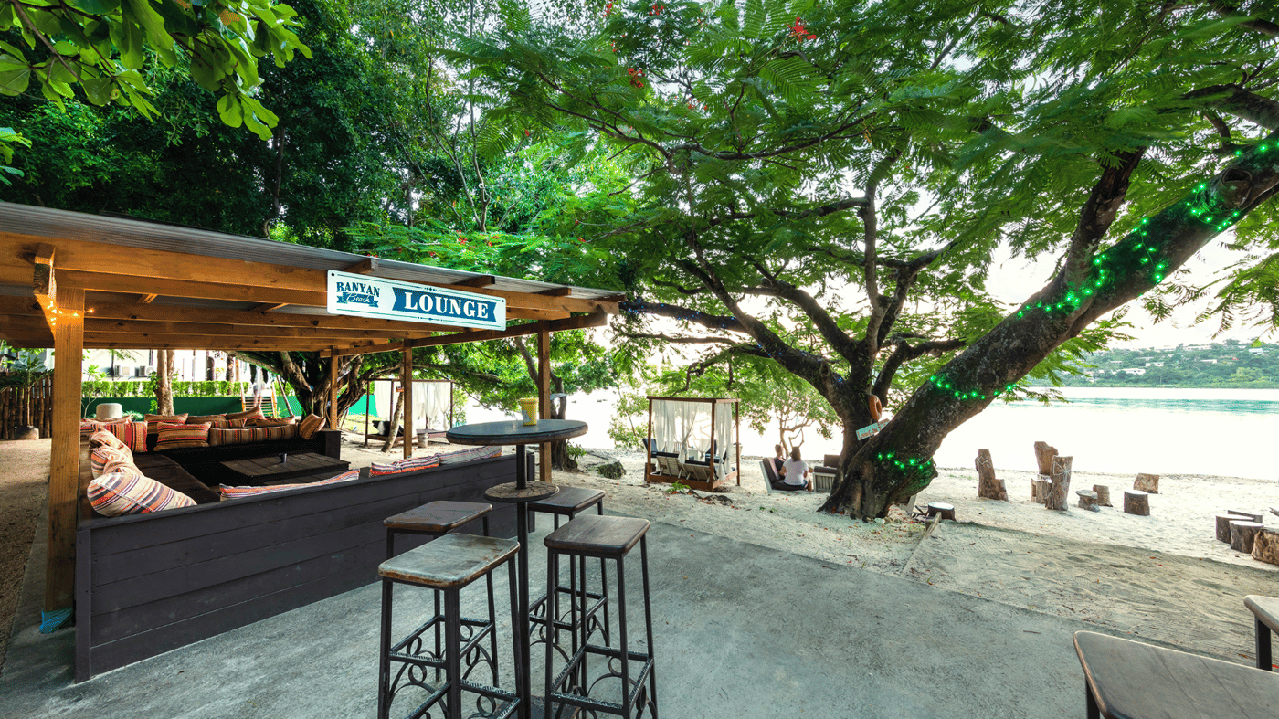 The hotel's beachfront bar