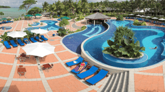 The sprawling pool area