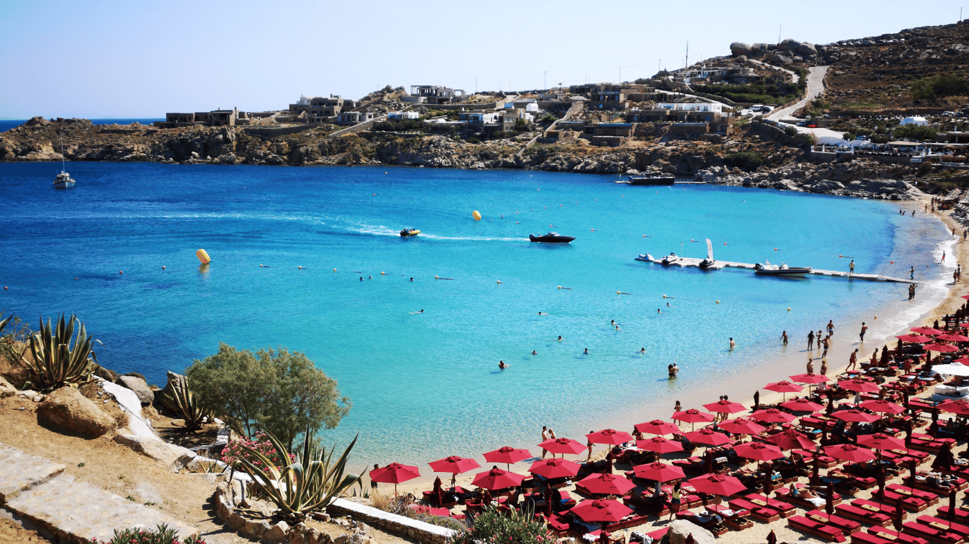 Explore the beautiful beaches of Mykonos, Greece