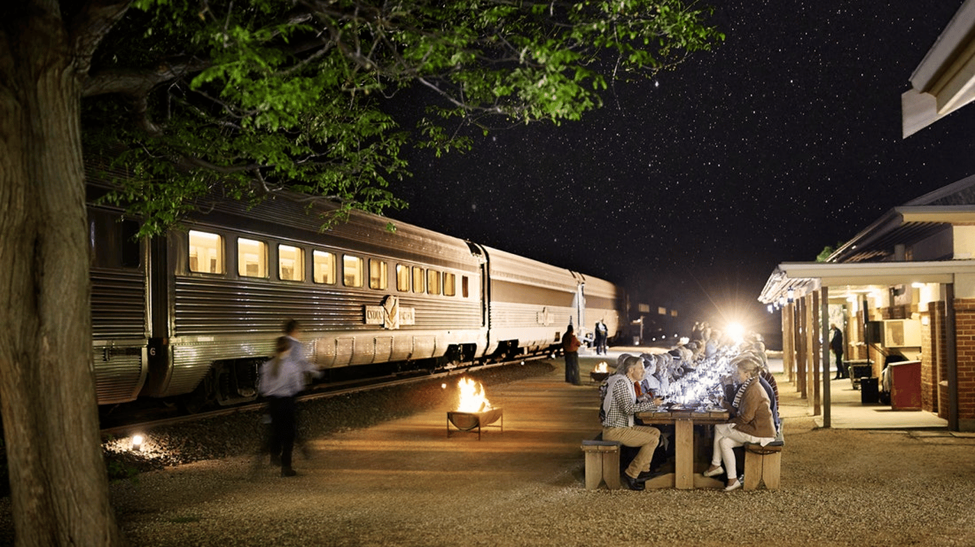 Enjoy the tranquillity of dinner under the brilliant desert stars in the remote and beautiful Rawlinna (seasonal).