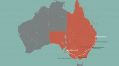 3-night Brisbane-Adelaide journey map. (Scroll right for the alternative 2-night Adelaide-Brisbane journey, featuring different stops.)