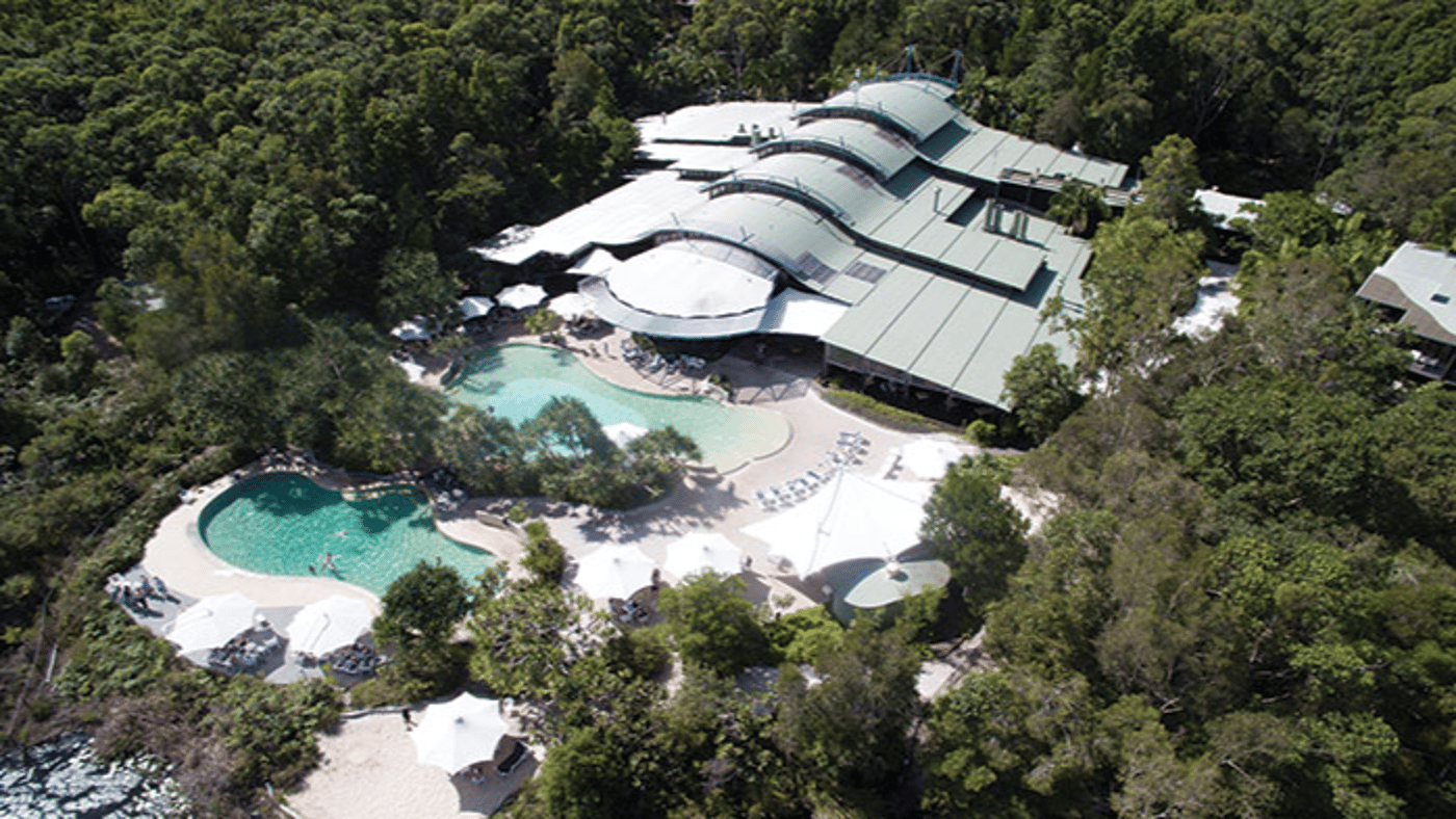 Aerial view of Kingfisher Bay Resort on Fraser Island