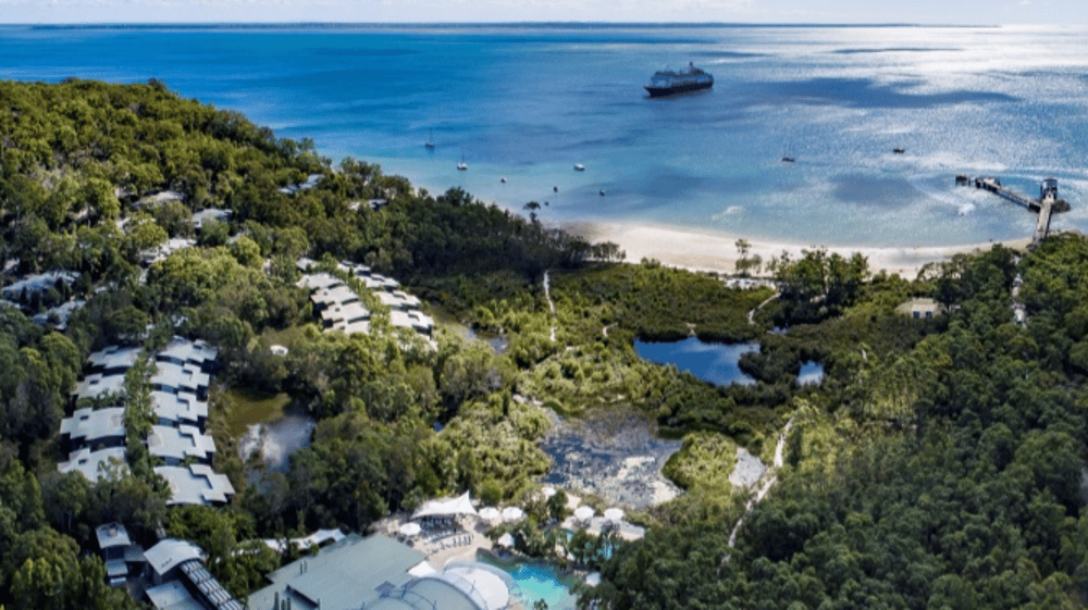 Aerial view of Kingfisher Bay Resort, Fraser Island