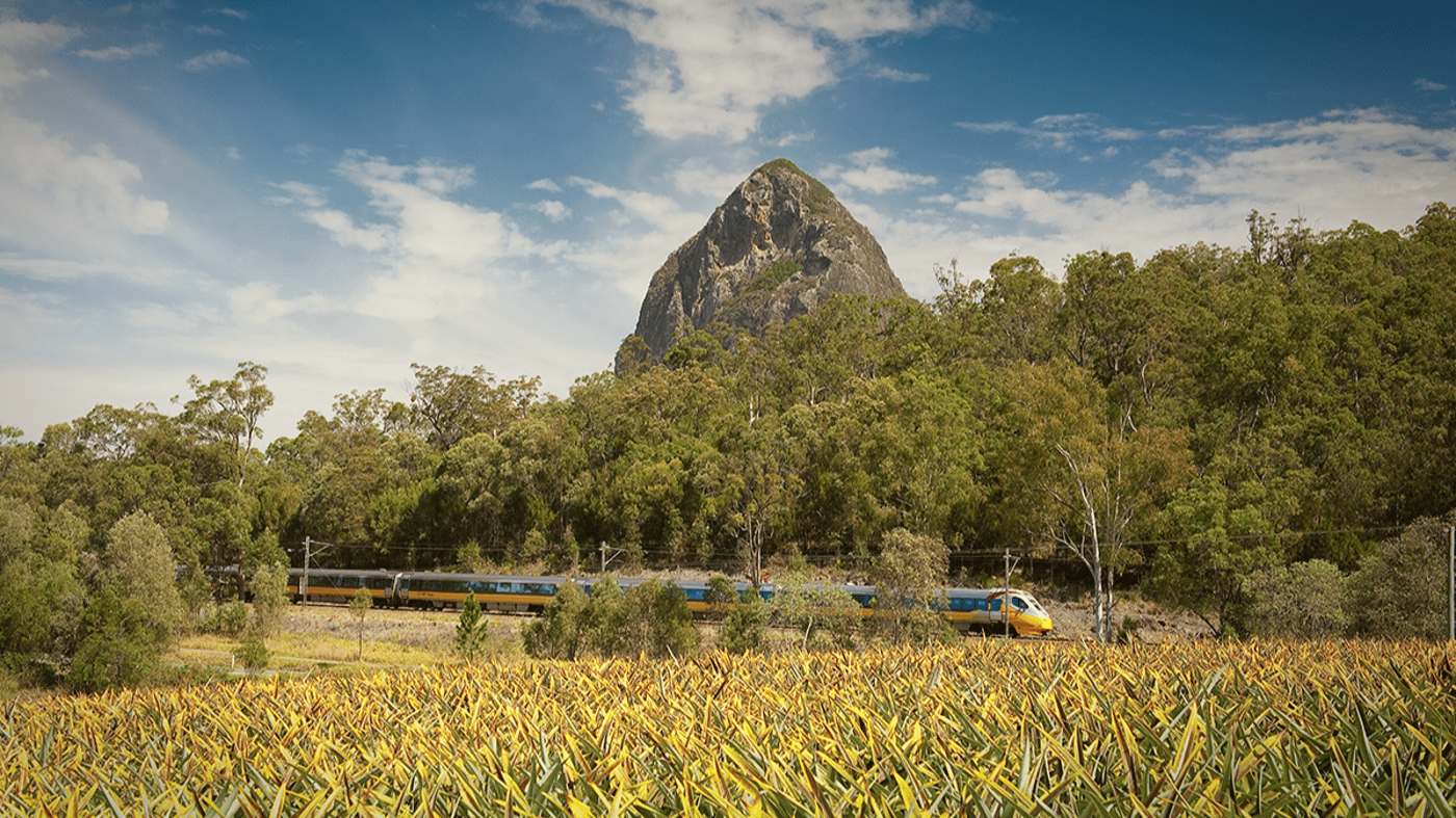 Sit back, relax and watch the beautiful scenery pass you by as you take the Tilt Train from the Capricorn Coast back to Brisbane