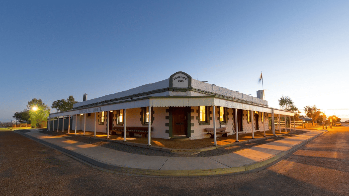 Enjoy a yarn with the locals and dinner at the famous Birdsville Hotel