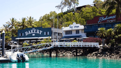Head to the marina for casual dining
