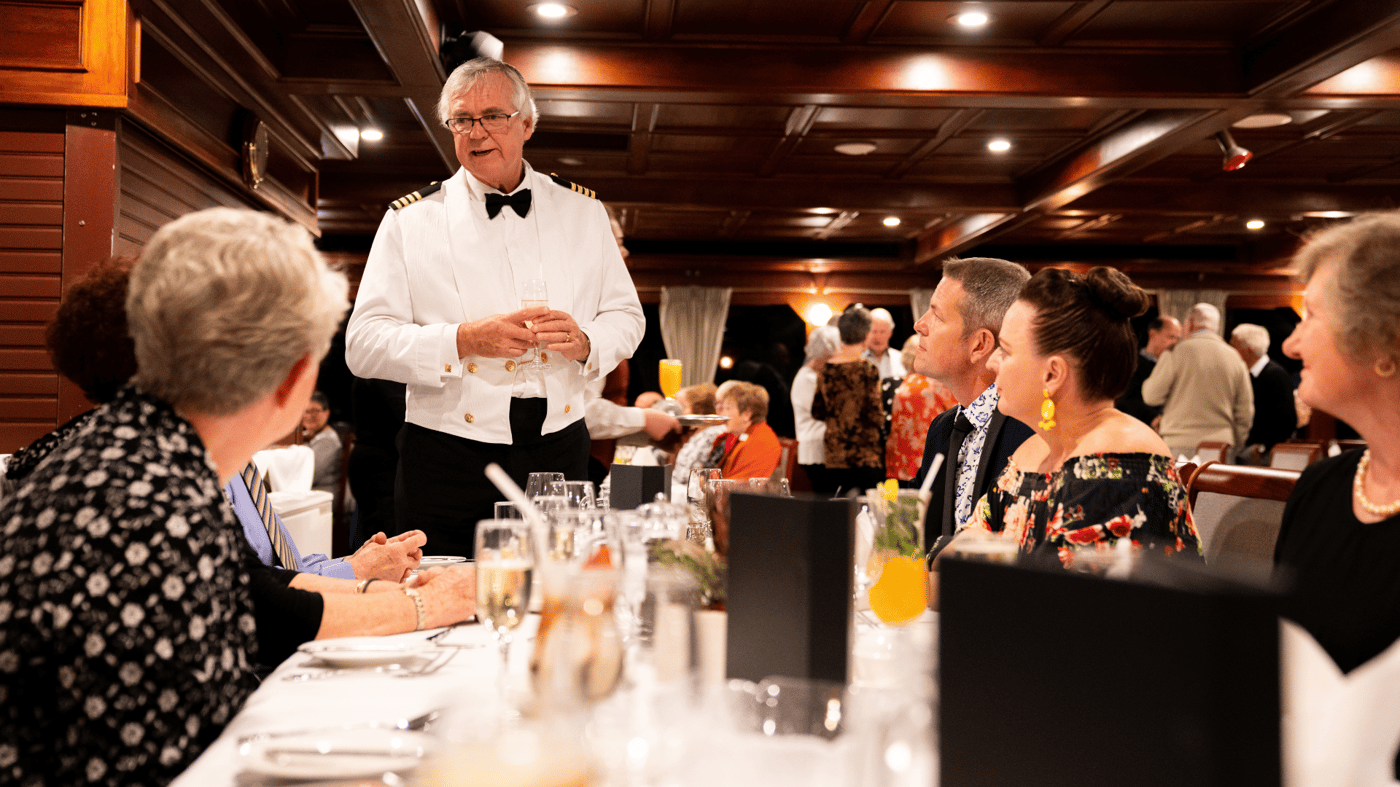 Meet the Captain as he visits every table at the Captains Dinner