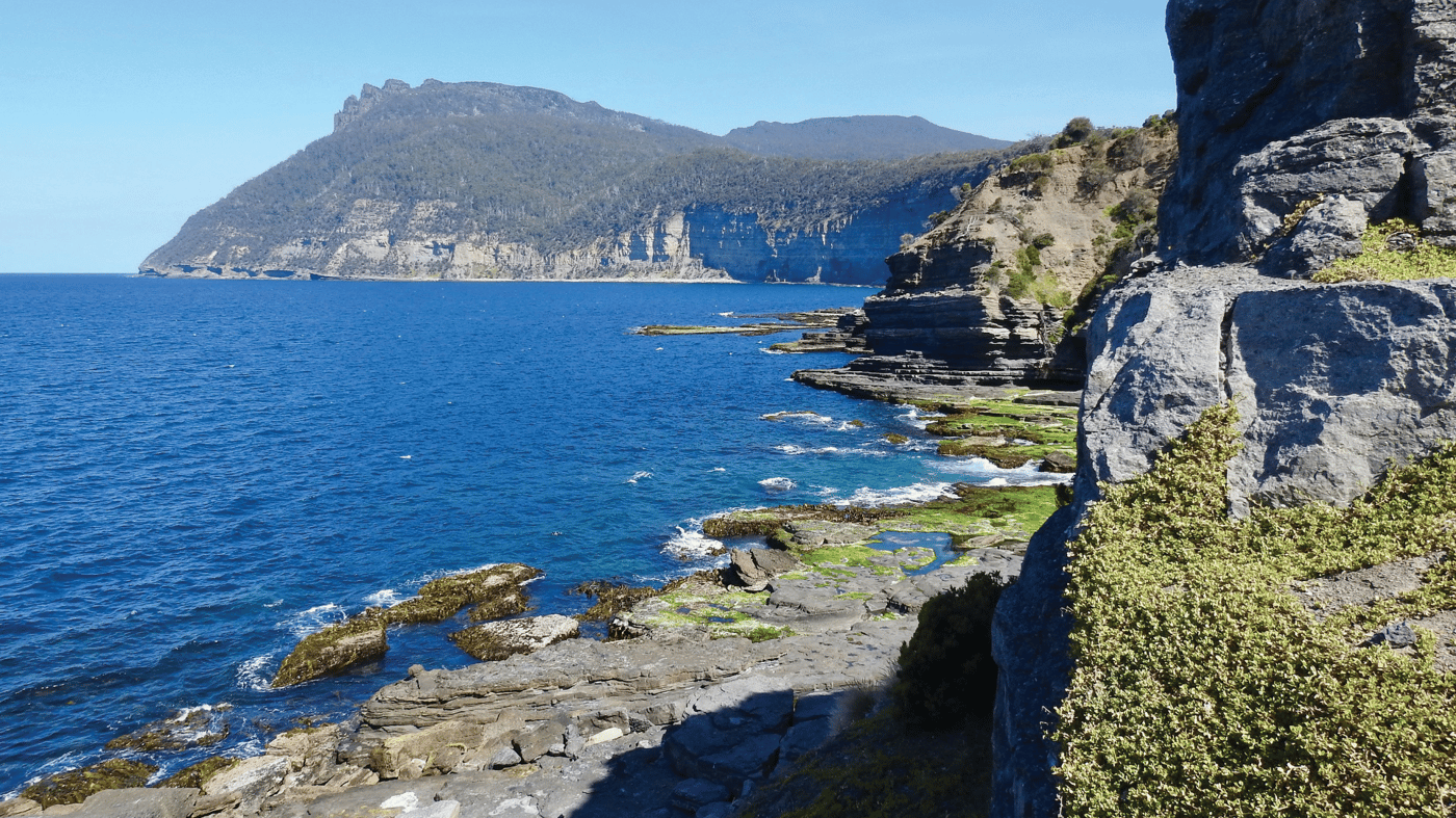 The dramatic coastline of Maria Island