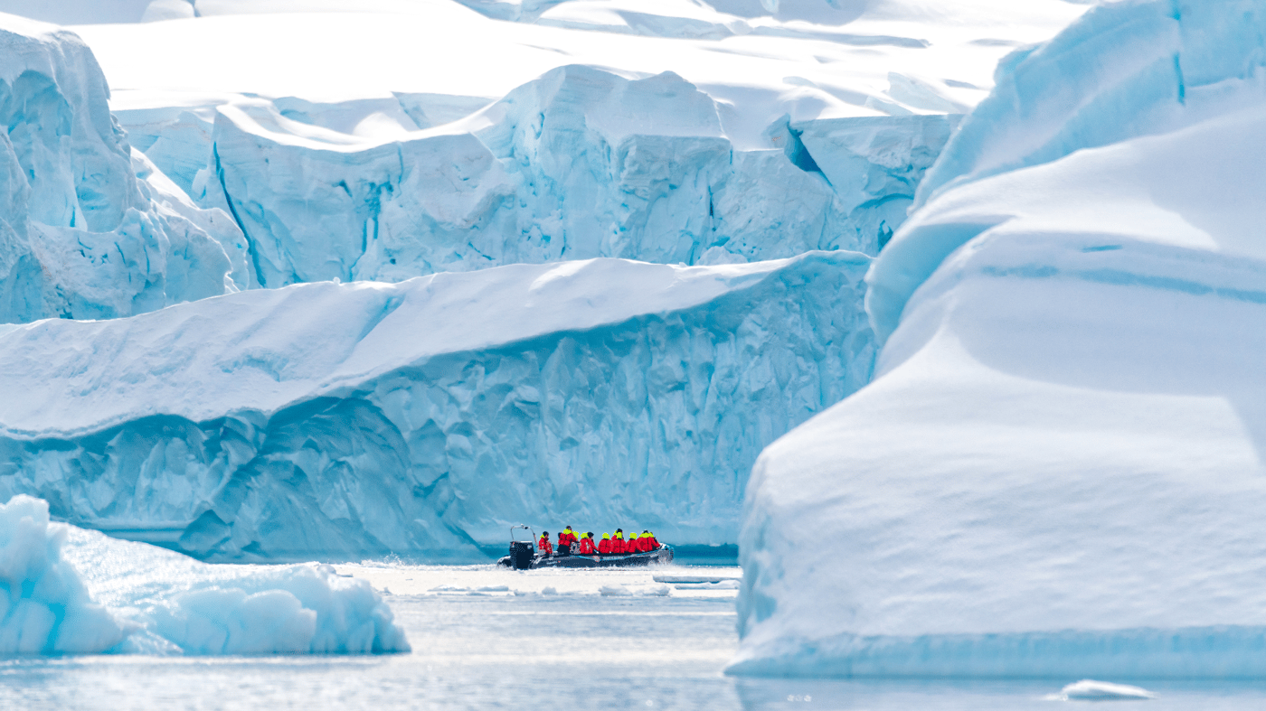Be amazed by the size of the mountains on Antarctica