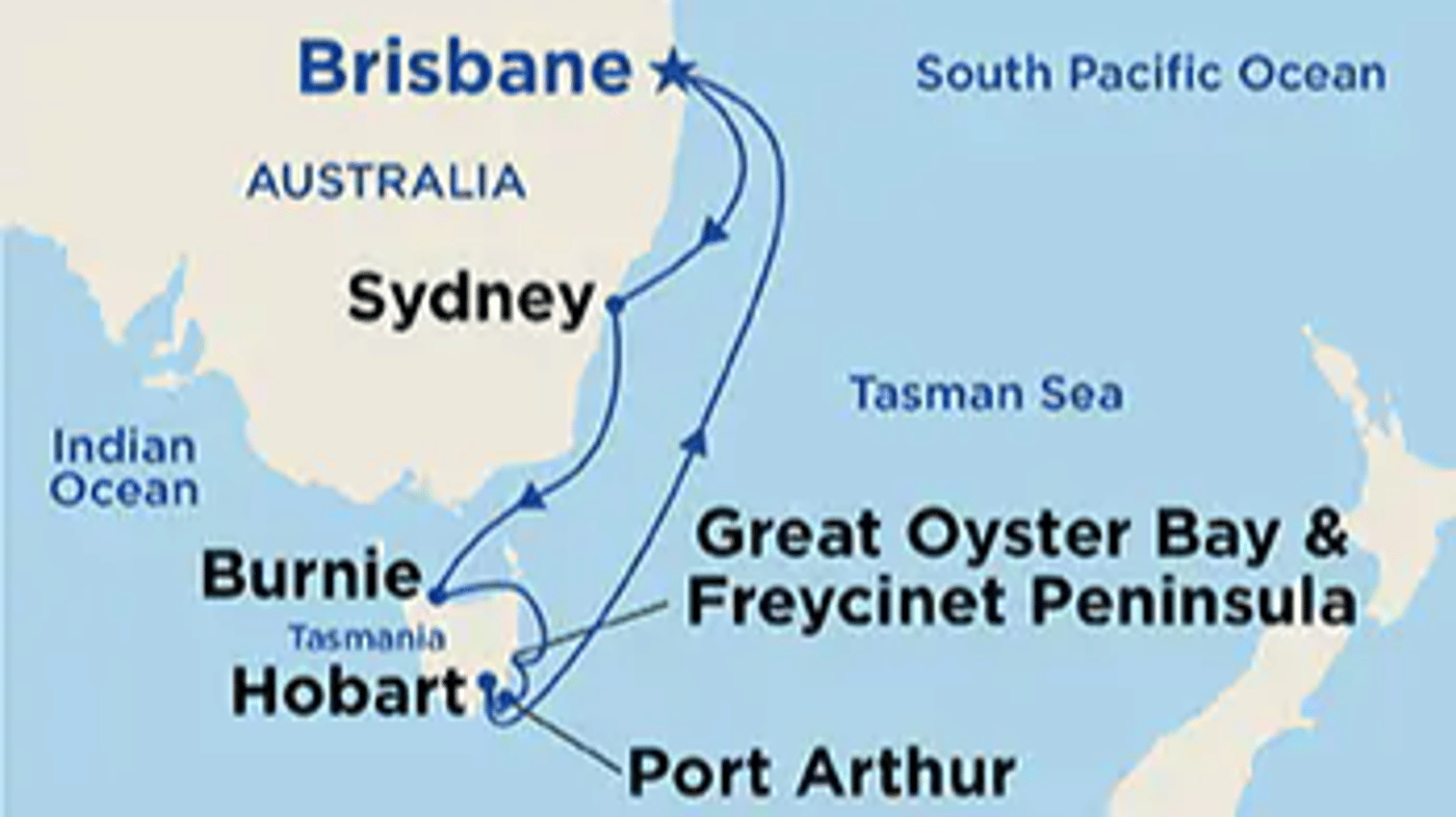 Map of Tasmania cruise