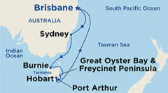 Map of Tasmania cruise