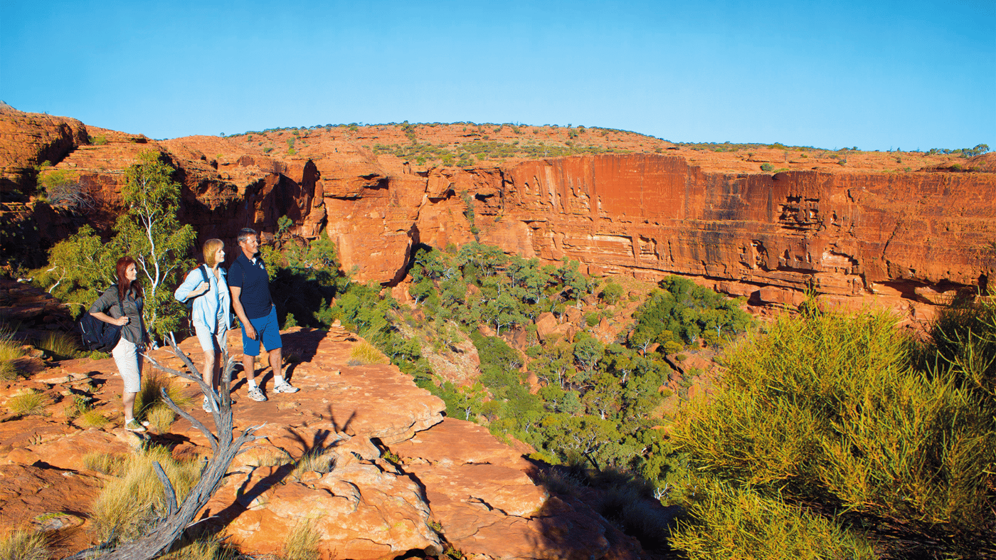 The 6-kilometre walk around the rim of Kings Canyon will reward you with marvellous views of Watarrka National Park
