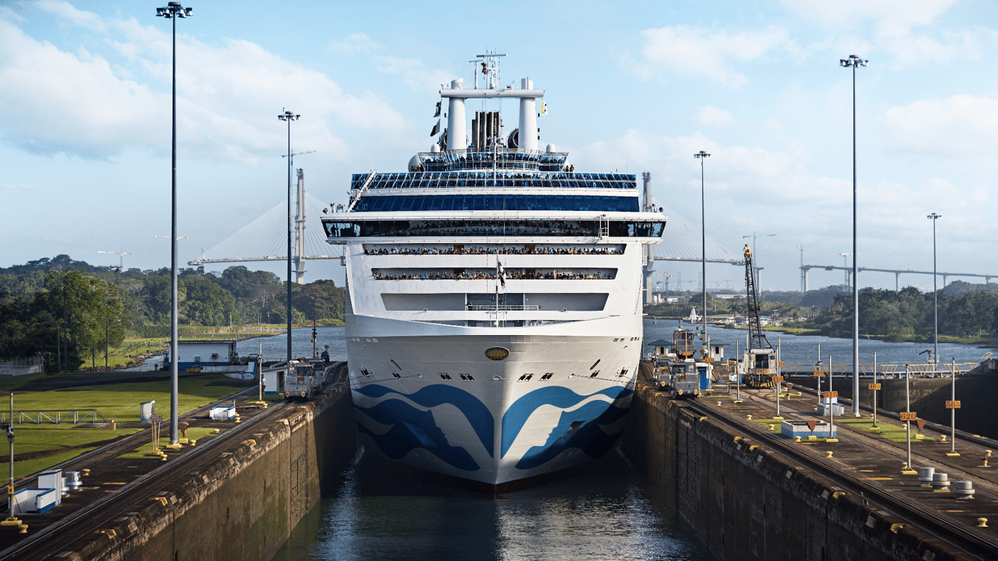 The Coral Princess sailing through the Panama Canal