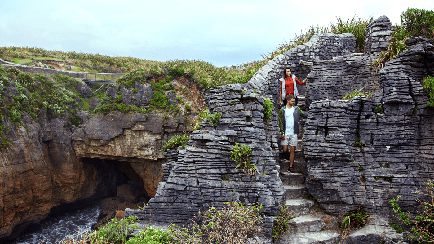World-famous Punakaiki Pancake Rocks and Blowholes