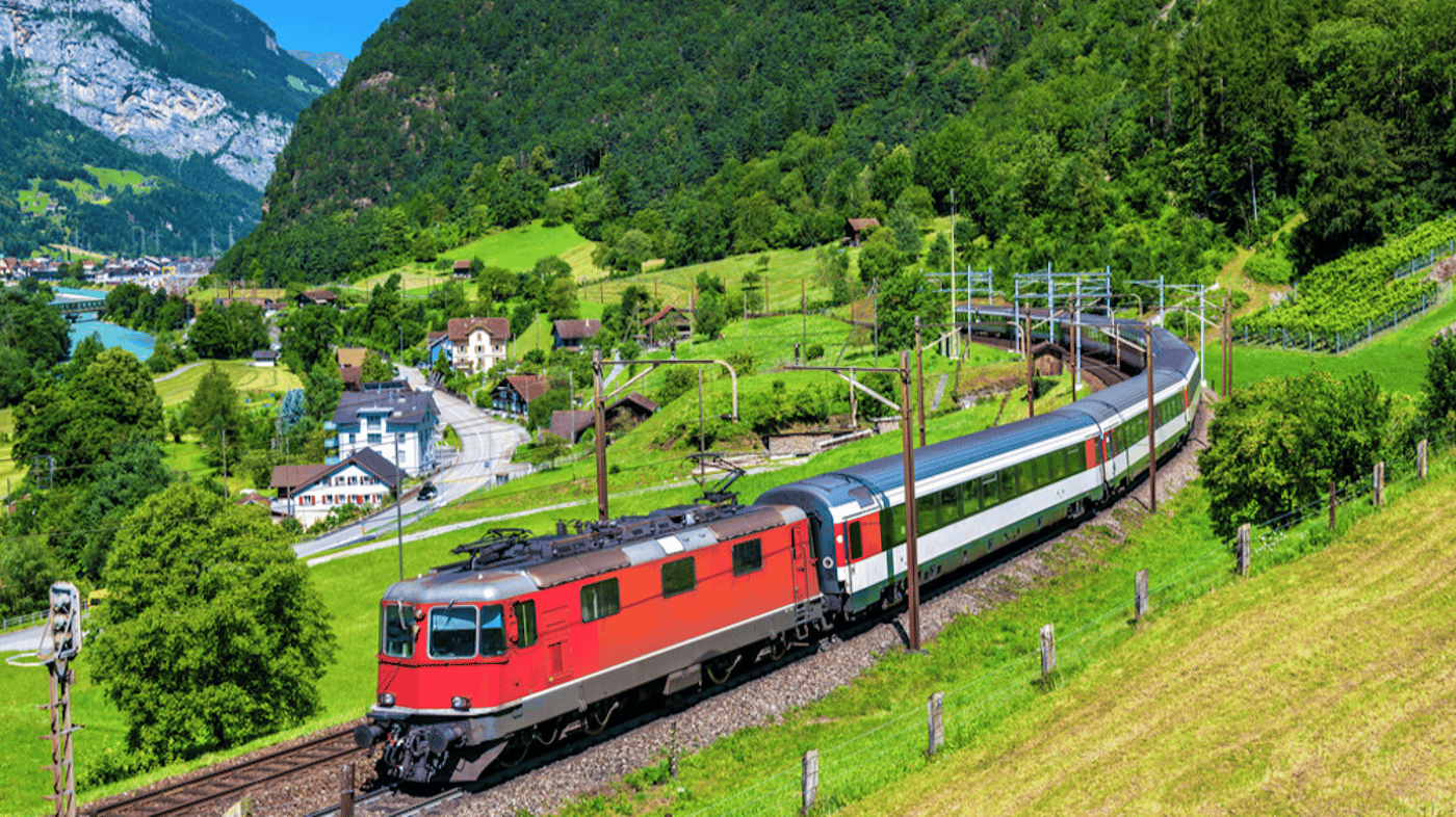World-famous Glacier Express through Swiss Alps 