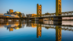 Tower Bridge in Sacramento at Sunset 
