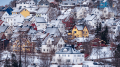 Traditional houses in Narvik, Norway one of the world’s most northerly towns