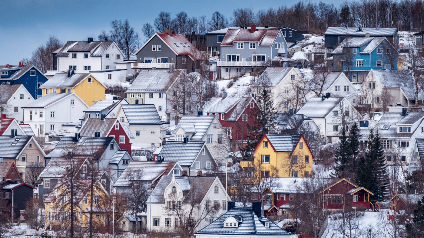 Traditional houses in Narvik, Norway one of the world’s most northerly towns