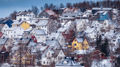 Traditional houses in Narvik, Norway one of the world’s most northerly towns