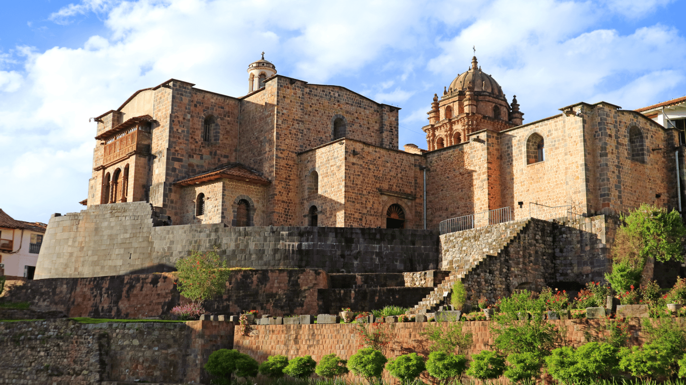 The Temple of the Sun of the Incas or Coricancha with the Convent of Santo Domingo Church above, Cusco, Peru, UNESCO World Heritage site