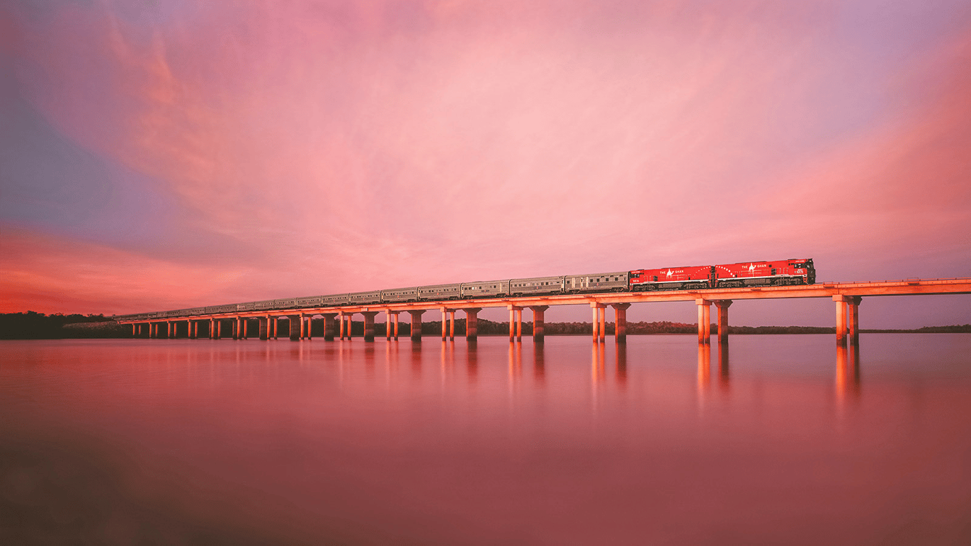 Ride The Ghan from Darwin-Alice Springs, enjoy five nights of luxury touring, then complete the journey to Adelaide