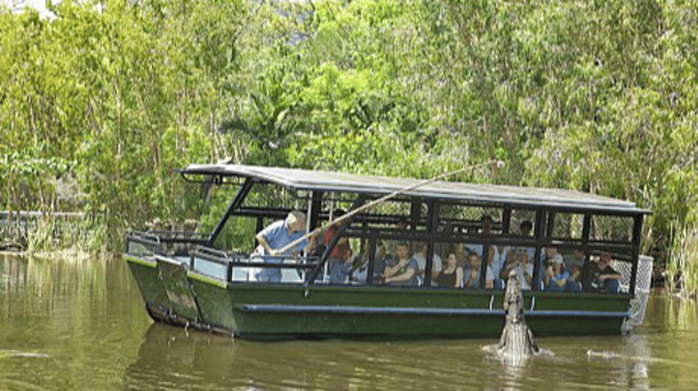 Enjoy a 20 minute boat cruise whilst at Hartley's Crocodile Adventures