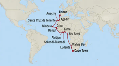 A very rare chance to cruise the west coast of Africa over 24 nights.
