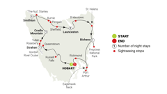your journey around Tasmania at a glance 