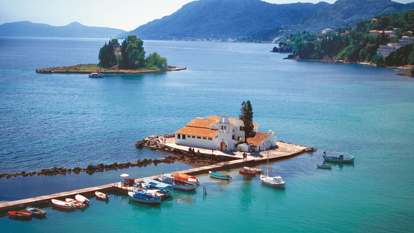 Corfu, Greece: A scant few miles off the Albanian coast lies the island of Corfu, one of the most richly endowed of all the Greek Isles.