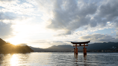 Miyajima – Miyajima is a small island outside of Hiroshima. The island is well-known for its main attraction, Itsukushima Shrine, a giant torii gate, which at high tide seems to float on the water.