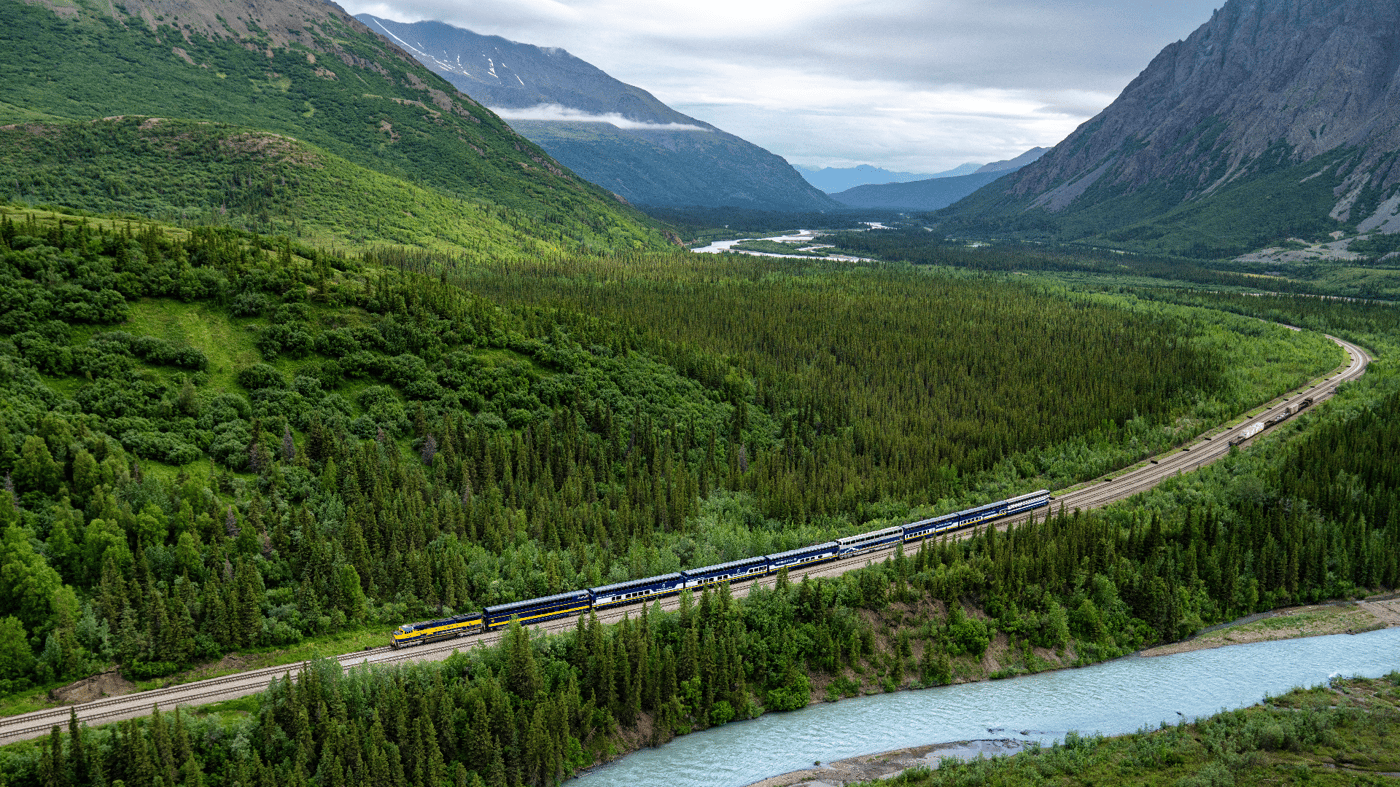 This rail journey offers unobstructed views of the Great Land with huge glass-domed windows in every rail car.