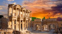 Kusadasi in Turkey is the gateway to one of the most legendary cities of the ancient world: Ephesus. St. Paul preached in its Great Theatre, while the facade of the Celsus Library survives as a testament to the city’s role as a centre of learning and culture.