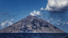 Cruise around Stromboli Volcano, one of the four active volcanoes in Italy.