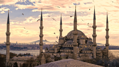 Blue Mosque at sunset, Istanbul, Turkey