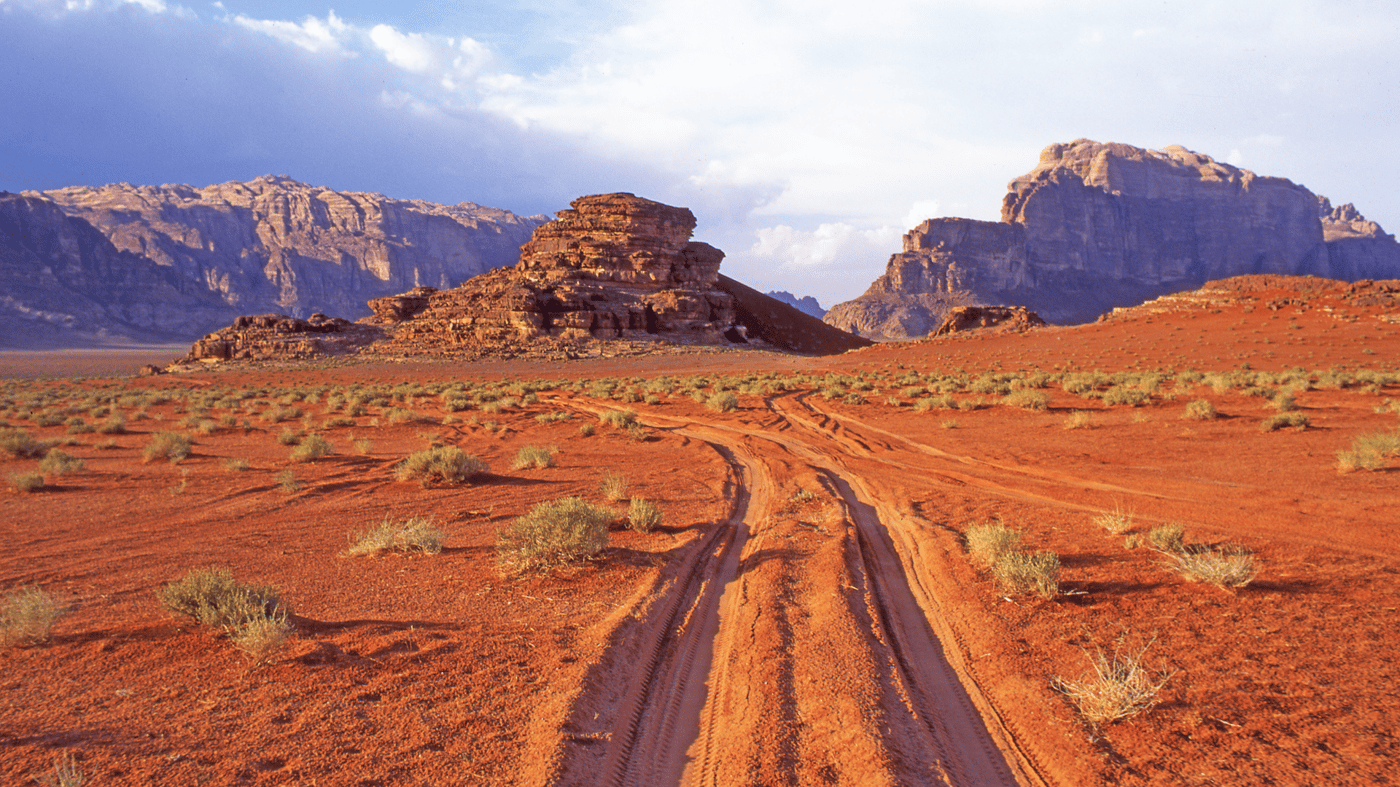 Admire the ethereal landscape of the desert city of Wadi Rum, the “Valley of the Moon.”