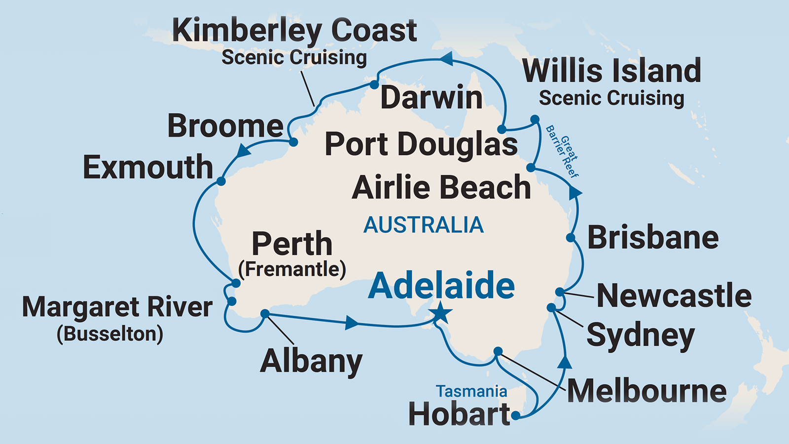 Round Australia Cruise from Adelaide (Nov 2025) Travel at 60