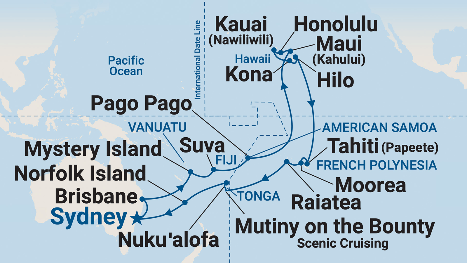 Cruise to Hawaii, Tahiti, South Pacific & Norfolk Island (Sydney