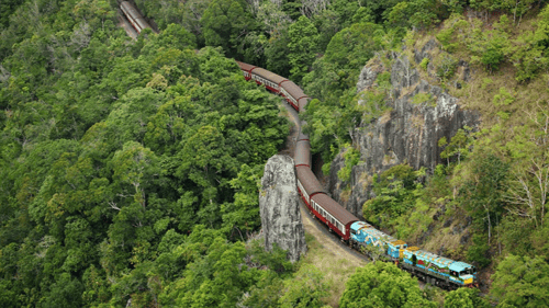 Kuranda Scenic Railway, winding through lush rainforest and striking landscapes