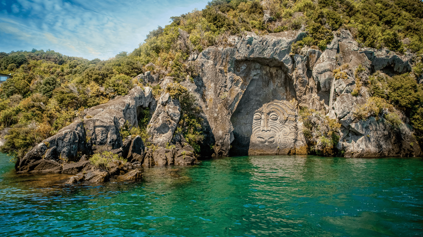 Take a scenic Lake Taupo Cruise to the Maori Rock Carvings