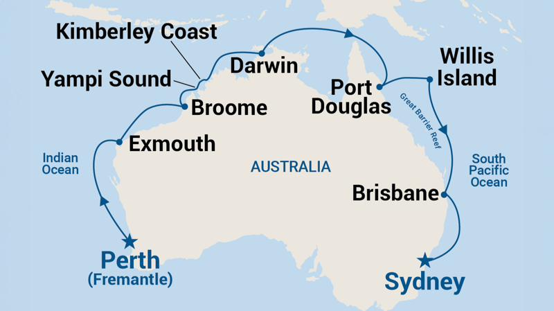 Fremantle to Sydney Voyage Map