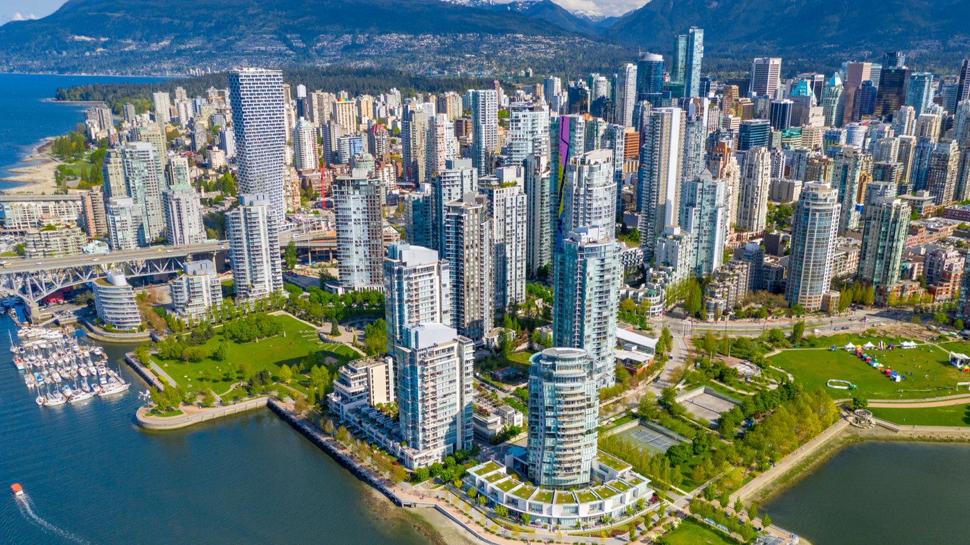 Aerial View Downtown Vancouver City Skyline, Canada 