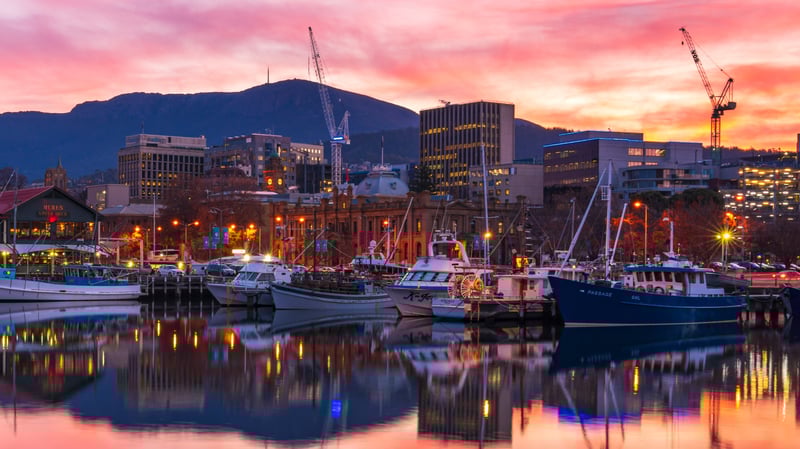 Hobart Waterfront at Sunset 