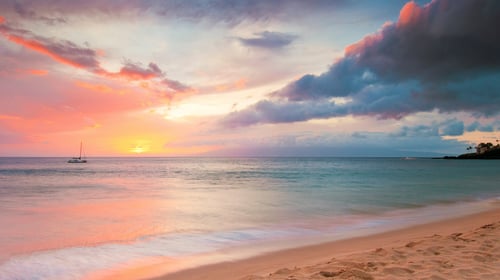 Sunset at beach Kaanapali Maui Hawaii 